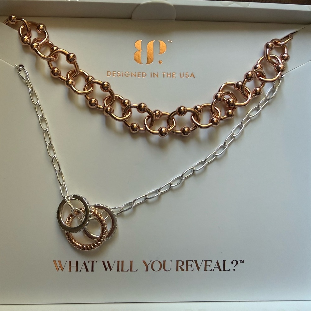 Two-Tone Layered Circle Necklace - Rose Gold & Silver